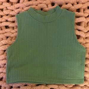 Green Ribbed Sleeveless Top